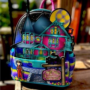 NWOT Loungefly purse backpack featuring the Pink Palace Apartments by Coraline